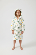 Robe de chambre enfant grenouille blanche plush avec grenouille et étoile