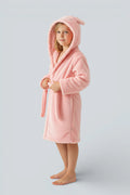 Robe de chambre enfant lapin rose peluche à capuche oreillettes