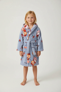 Robe de chambre enfant mignon bleu clair à capuche avec ours et glaces