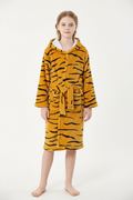 Robe de chambre enfant tigre jaune à capuche doublée blanche