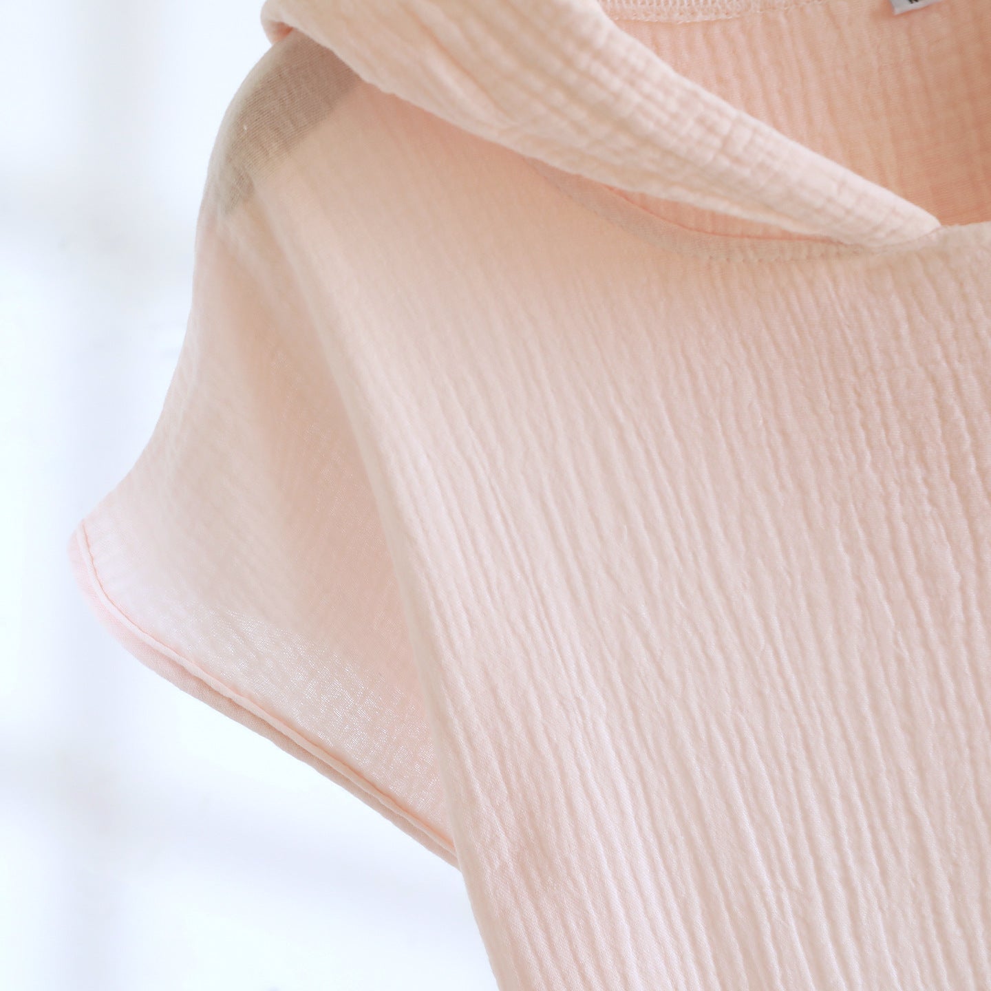 Robe de chambre femme légère en coton pêche texturé à manches courtes