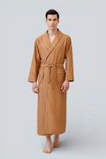 Robe de chambre légère homme Marbella en tissu beige texturé à manches longues