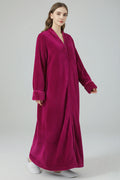 Robe de chambre longue chaude zippée femme magenta matelassée
