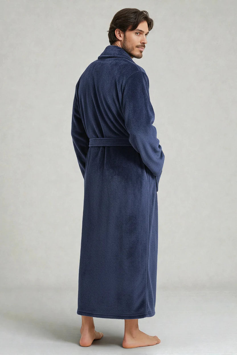 Robe de chambre polaire Alaska bleu marine homme à manches longues