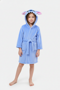 Robe de chambre Stitch enfant bleu clair en plush avec capuche